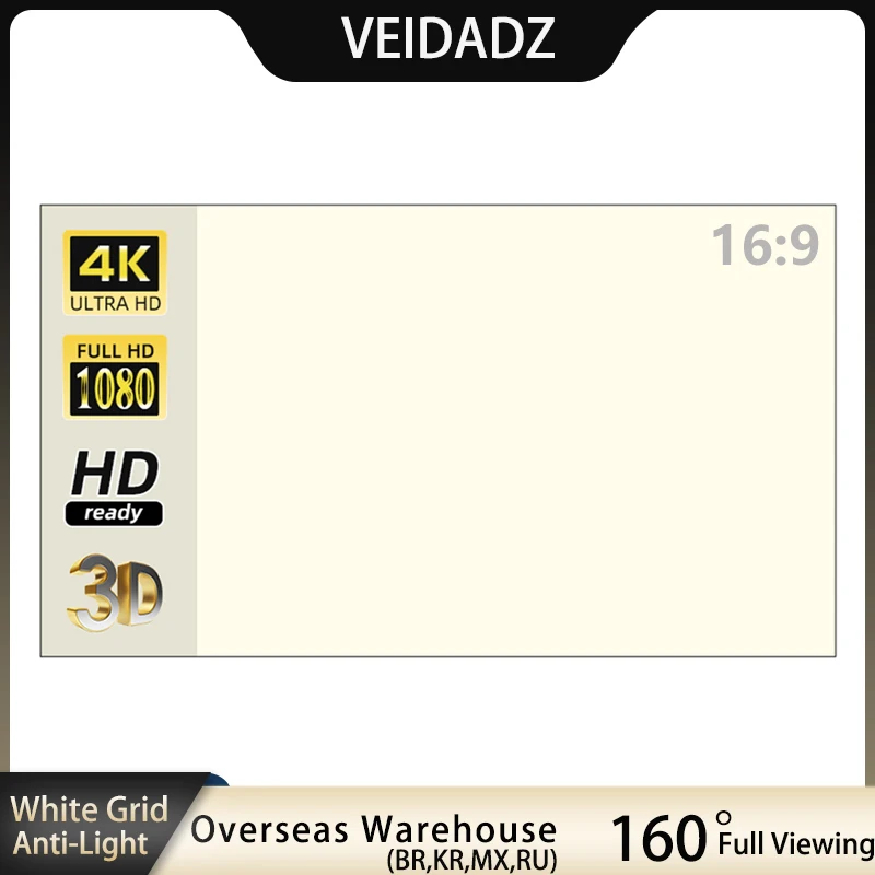 Slide Film 120 - Veidadz-防ライトプロジェクタースクリーン、60、72、84、100、120、130、ホワイトグリッド、160 ° 視野角、屋内および屋外の映画用の反射スクリーン