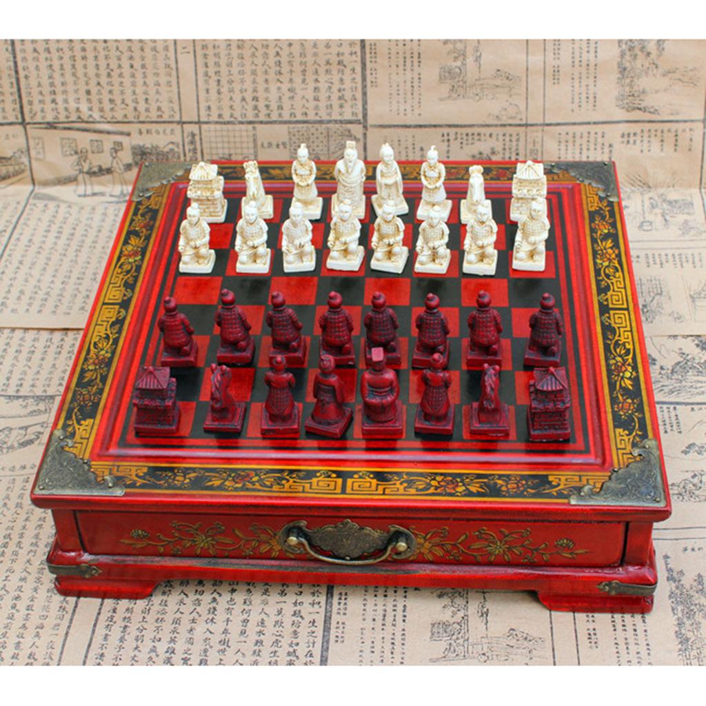 中国チェスセット樹脂製アンティークボードゲームヴィンテージコ - Vintage Collectible Board Games のレビューと価格