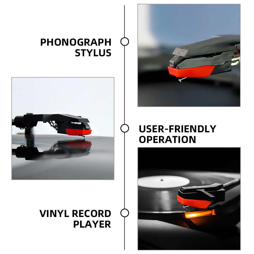 2本セット、黒色のレコードプレーヤー用スタイラス針、交換用ビ - Record Player Needle のレビューと価格