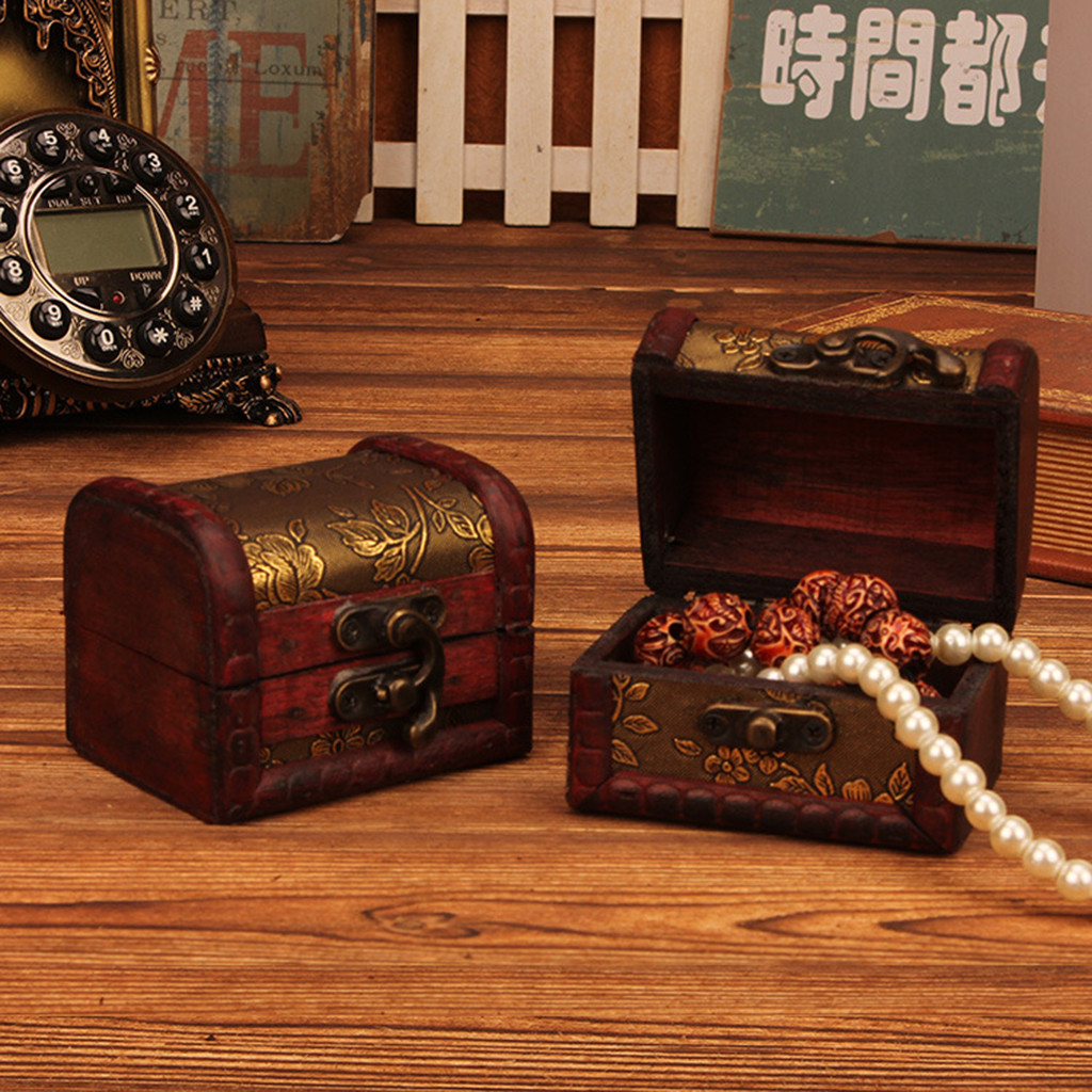 中国風のヴィンテージ木製ジュエリーボックスロック付き小物入れ - Vintage Collectibles のレビューと価格